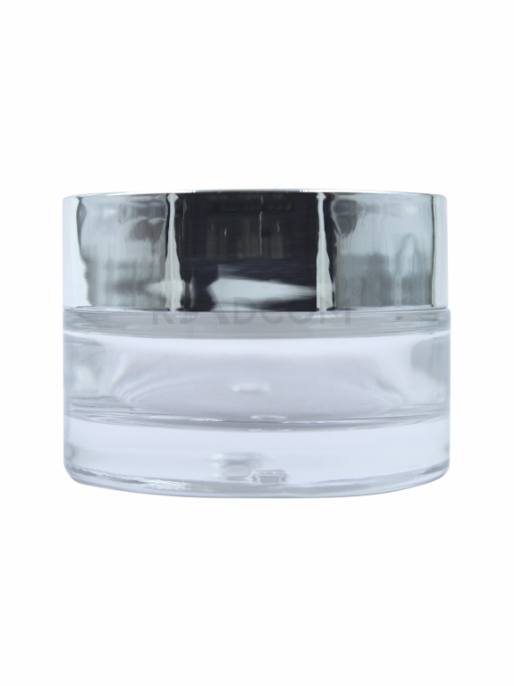 50Gm Shine Jar - Clear-With Plastic Silver Cap With Inner Lid